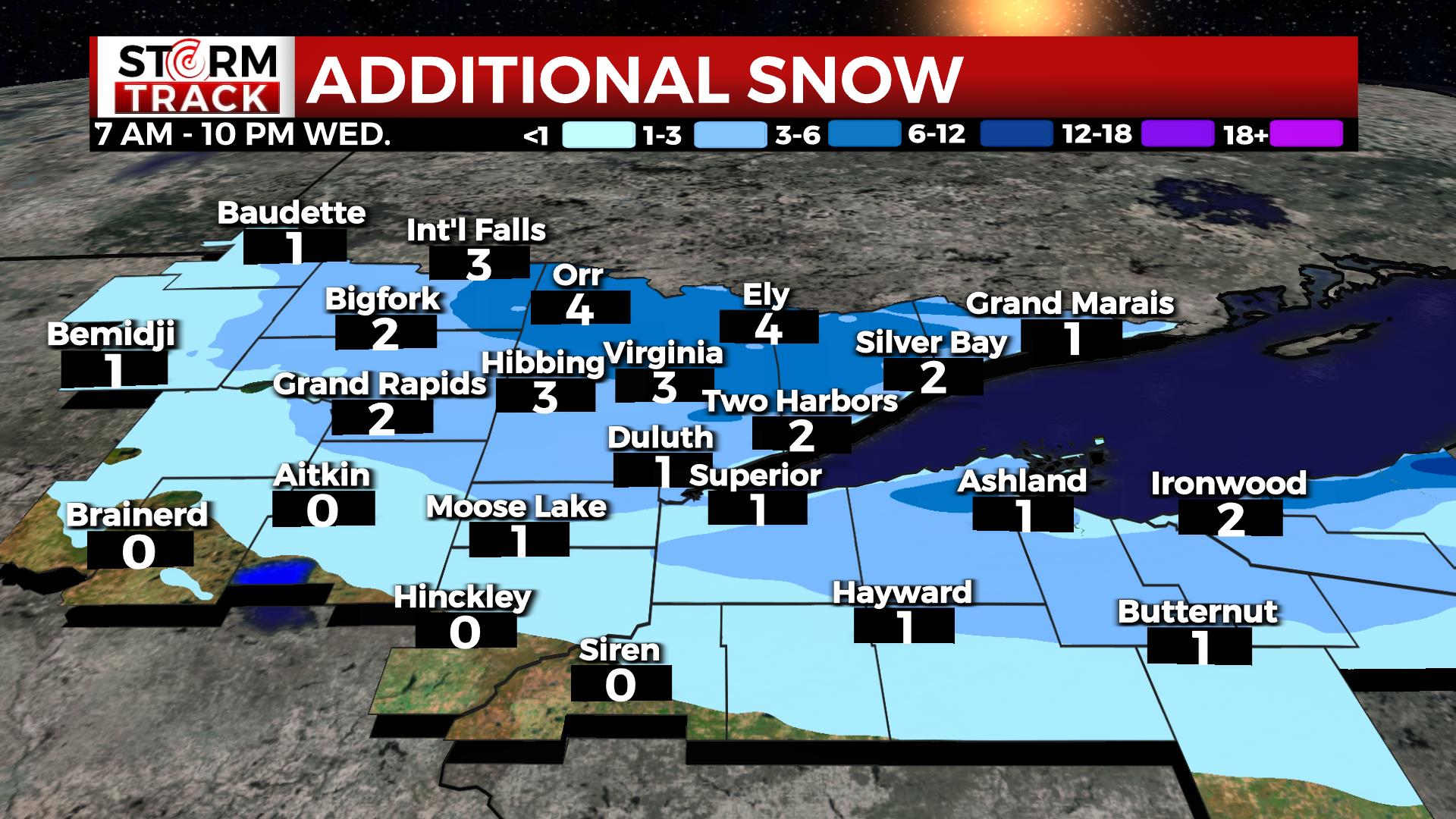 Additional snow and localized snow squalls are possible Wednesday